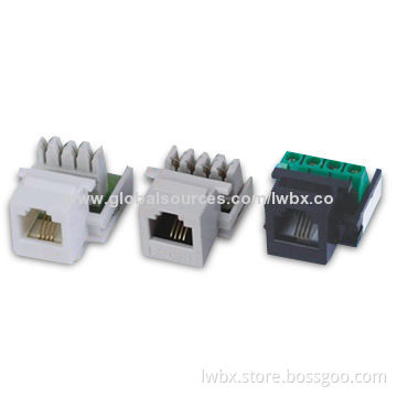 RJ11 Keystone Jack, Made of PC or ABS Materials, with 110 Termination